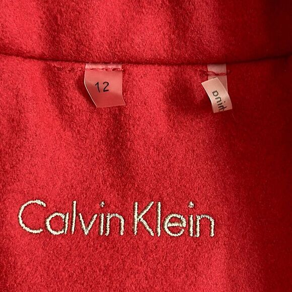 Calvin Klein Red Peacoat Size 12 Wool Blend - Picture 11 of 13